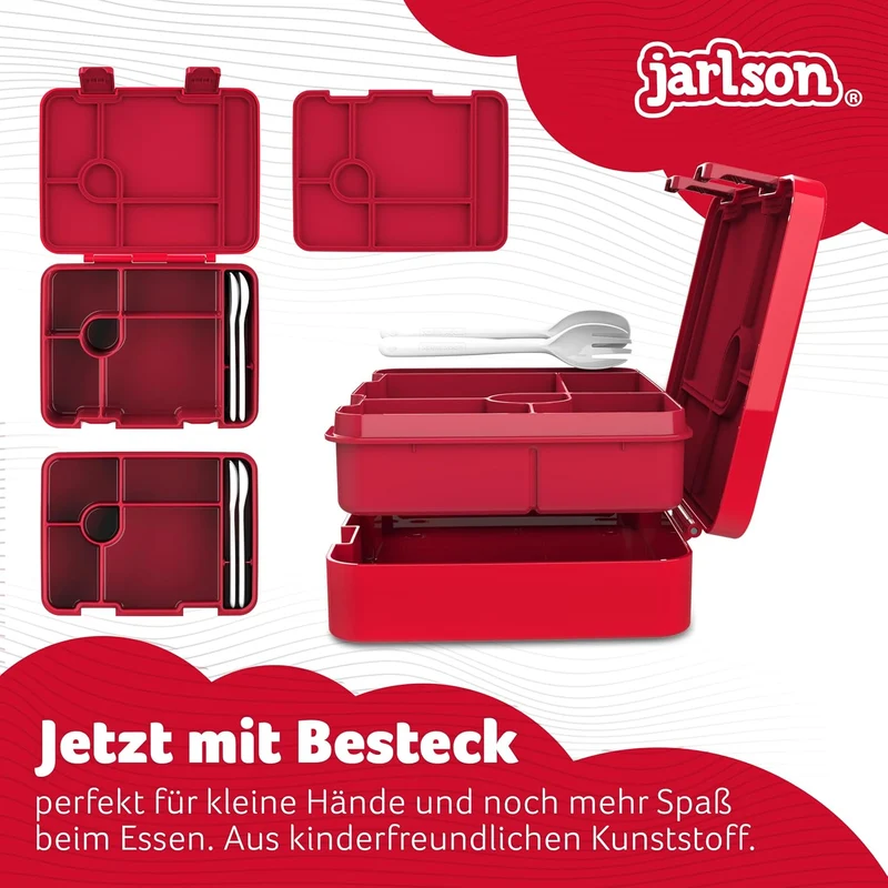 Jarlson® Brotdose Kinder mit Fächern | Lunchbox BPA frei | Bento Box auslaufsicher | Snackbox | Jaus