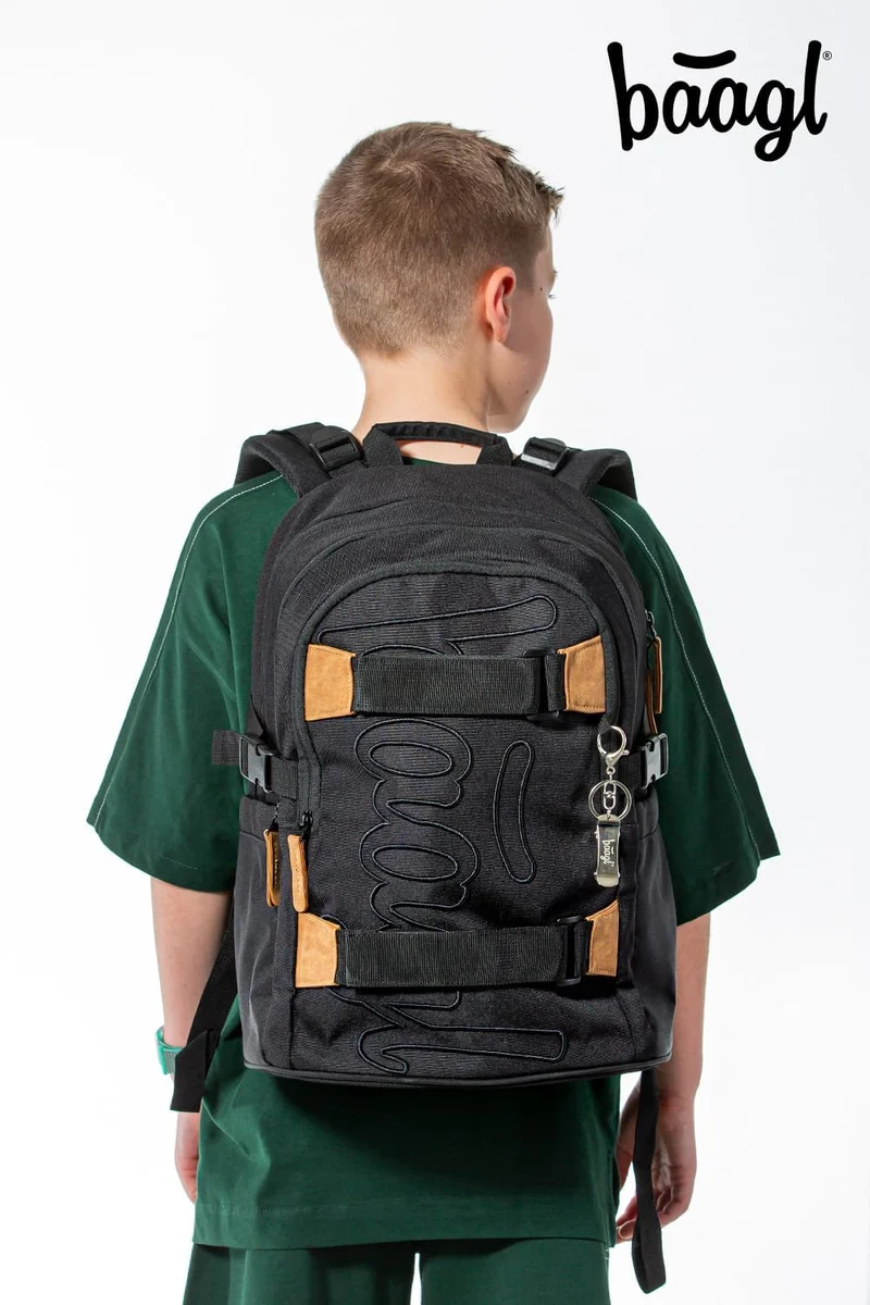Baagl Schulrucksack für Jungen Mädchen Teenager - Skateboard Rucksack - Kinderrucksack mit Laptopfac