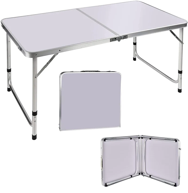 Klapptisch 91 cm mit Verstellbarer Höhe von 67 cm/37 cm, leicht, tragbar, Aluminium, Camping, Buffet