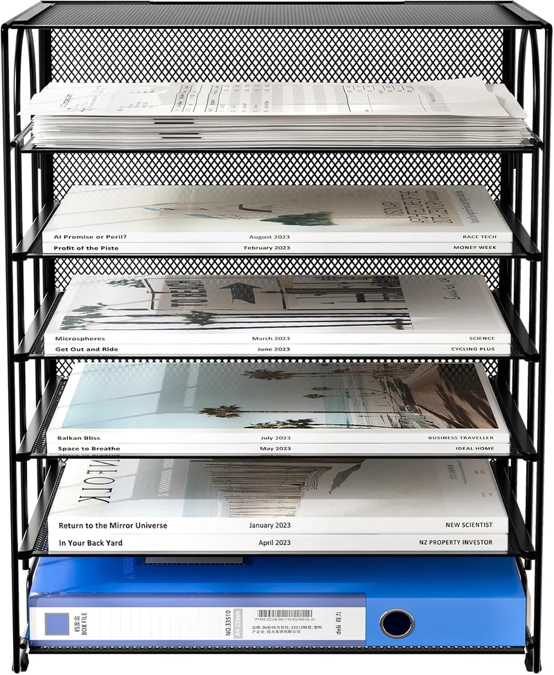 EasyPAG 6 Fächer A4 Metall Büro Schreibtisch Organizer Dokumentenhalter Aktenablage Zeitschriftenhal