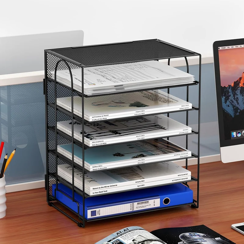 EasyPAG 6 Fächer A4 Metall Büro Schreibtisch Organizer Dokumentenhalter Aktenablage Zeitschriftenhal