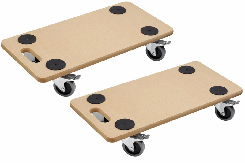 Metafranc Transportroller 590 x 290 mm – 2 Stück – 200 kg Tragkraft – MDF-Platte mit TPE-Rädern und