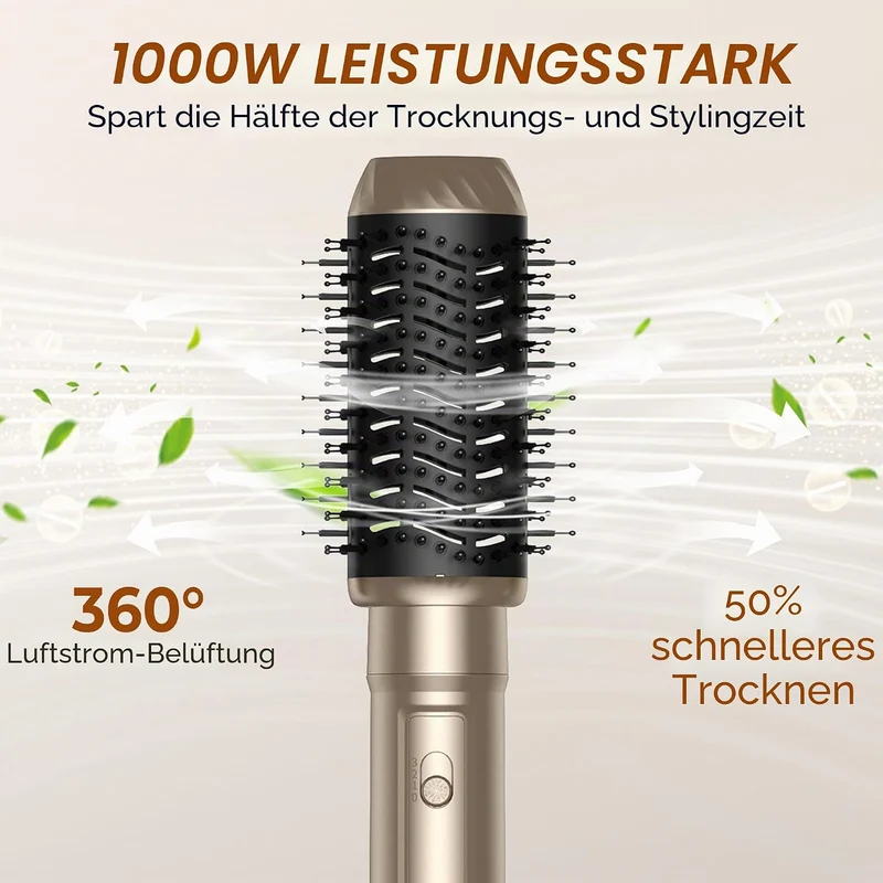 UKLISS Hairstyler 6 in 1 Airbrush Haarstyler | Pro Air Styler Set - 1000W Rundbürstenföhn, Air Curle