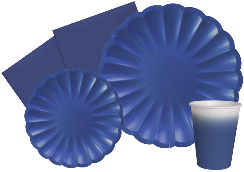 Partygeschirr Party-Set Flower Shape für 24 Personen (112 pcs: 24 Pappteller Ø23cm, 24 Pappteller Ø1