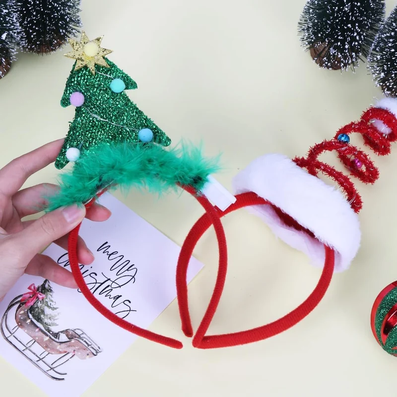 2 Stück Weihnachts haarreif mit LED,Weihnachten Beleuchtete Stirnbänder,Weihnachts Haarschmuck für K