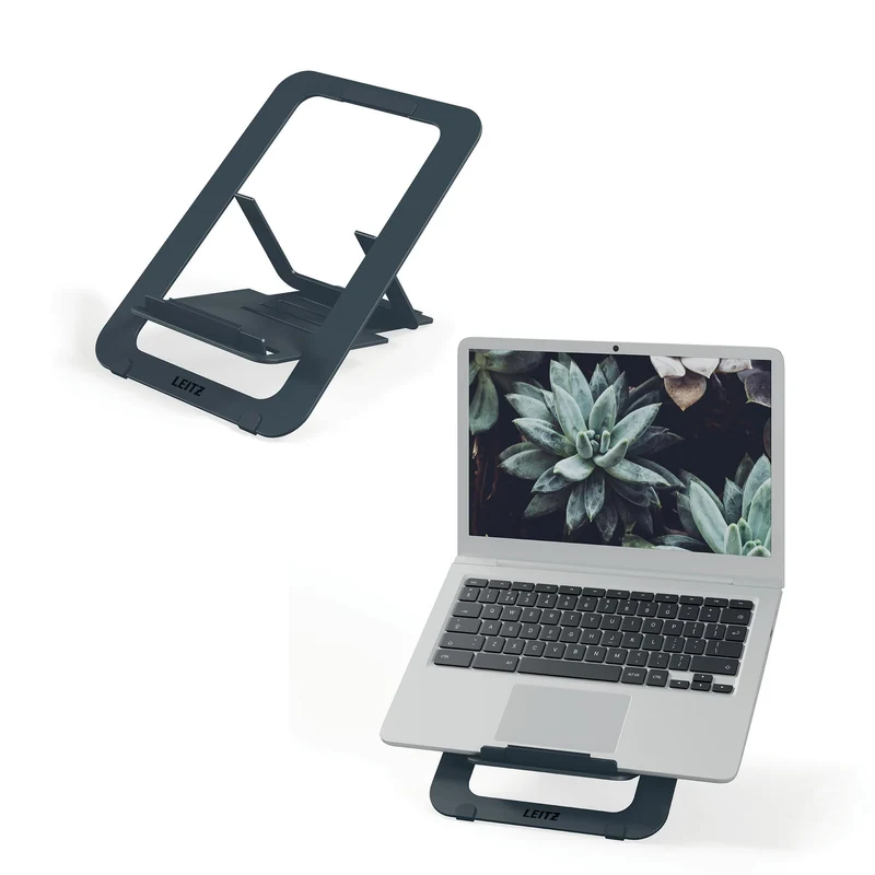 Leitz Aluminium Ultra-Flacher Verstellbarer Laptopständer, Extra leicht, faltbar & ergonomisch, 5 Hö