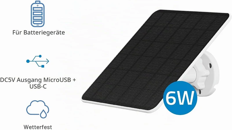 NIVIAN - Solarpanel für IP-Überwachungskameras | Einfache Installation mit verstellbarer Halterung |