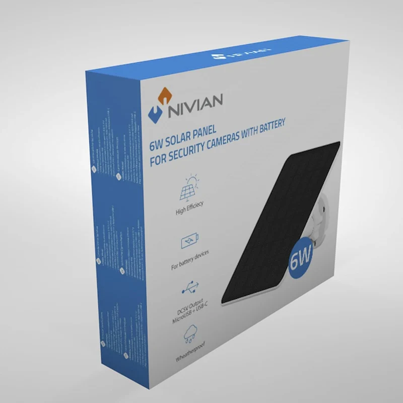 NIVIAN - Solarpanel für IP-Überwachungskameras | Einfache Installation mit verstellbarer Halterung |