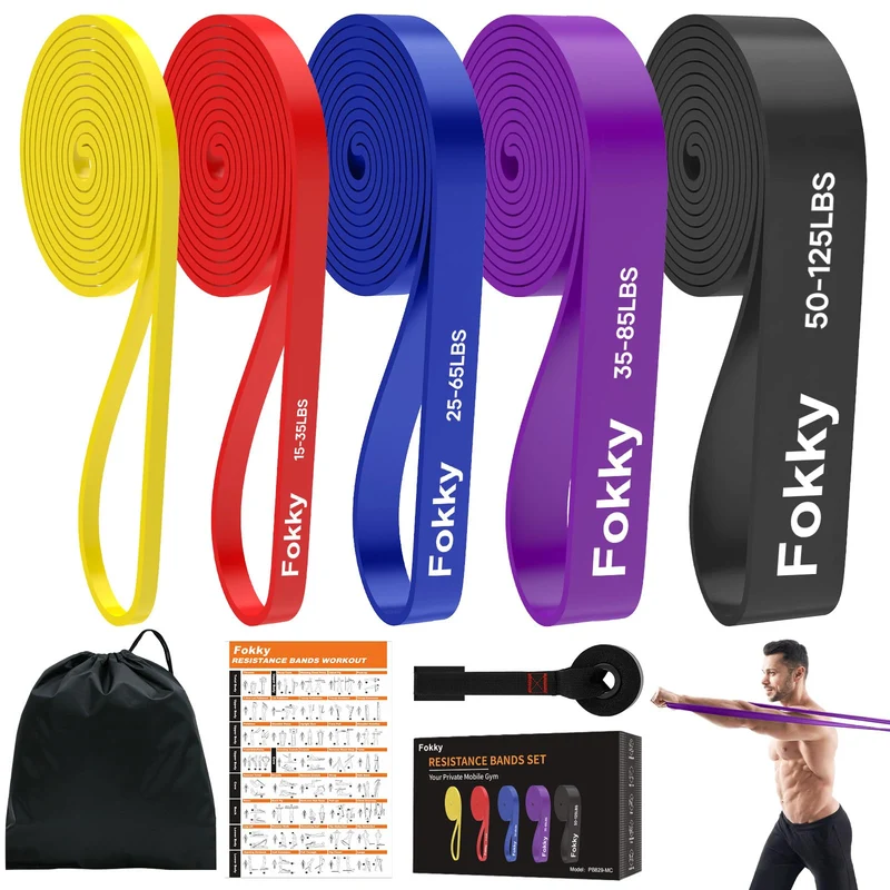 Fokky Fitnessbänder Widerstandsbänder Set mit 5 Stufen für Männer und Frauen, Resistance Bands mit T