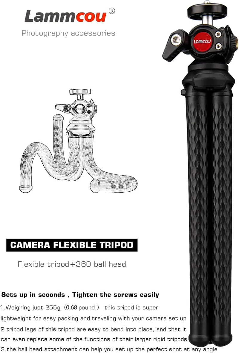 Lammcou Wildkamera Stativ Mini-Stative Reisestativ Fotostativ Dreibeinstativ Flexibel Klein Octopus