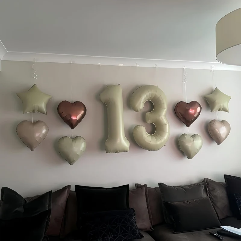 Folienballon 12. Geburtstag Deko, 40'' Creme Beige Zahl 12 Luftballons, Nude 12 Ballon Kaffee Braun