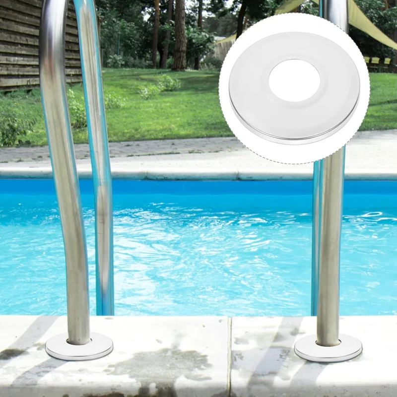Housoutil 2 Stück Edelstahl- Abdeckplatte Poolleiter- Zubehör, Poolleiter- Rosetten- Platte, Pool- H