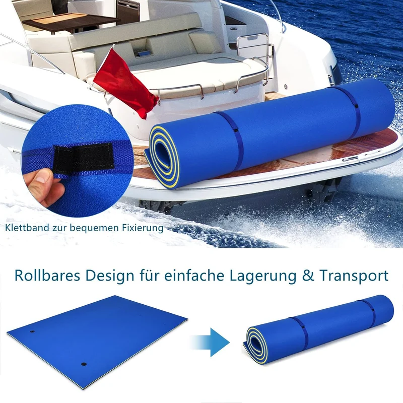GYMAX 270 x 180 cm Schwimmende Wassermatte für 3-5 Personen, Wasser Hängematte aus XPE-Schaum, aufro