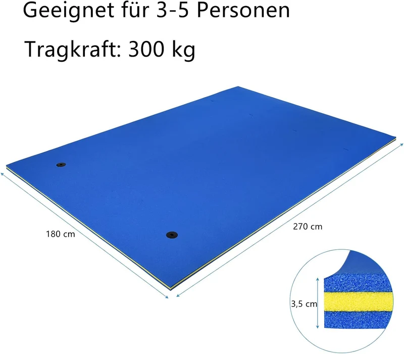 GYMAX 270 x 180 cm Schwimmende Wassermatte für 3-5 Personen, Wasser Hängematte aus XPE-Schaum, aufro