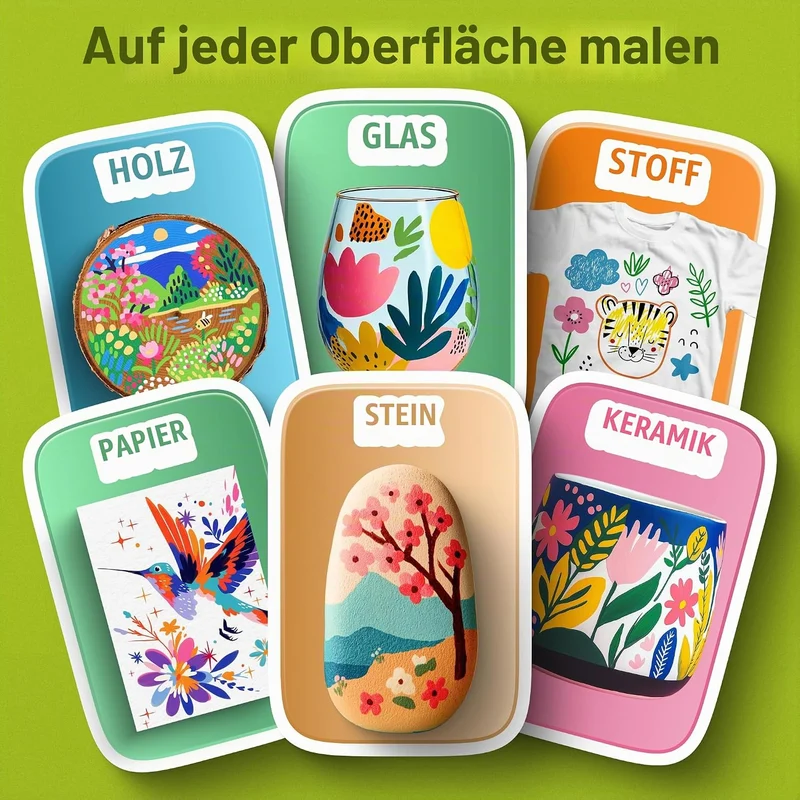 Artistro Acrylstifte Zeichenset für Stein, Holz, Stoff, Glas & Keramik – Wasserfest mit Doppelspitze