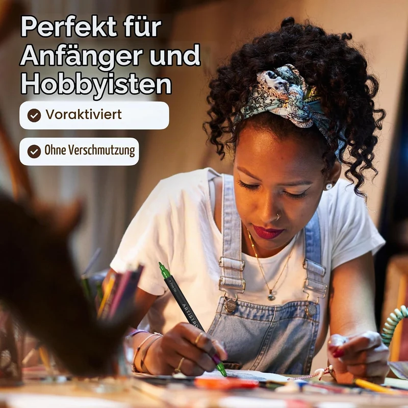 Artistro Acrylstifte Zeichenset für Stein, Holz, Stoff, Glas & Keramik – Wasserfest mit Doppelspitze