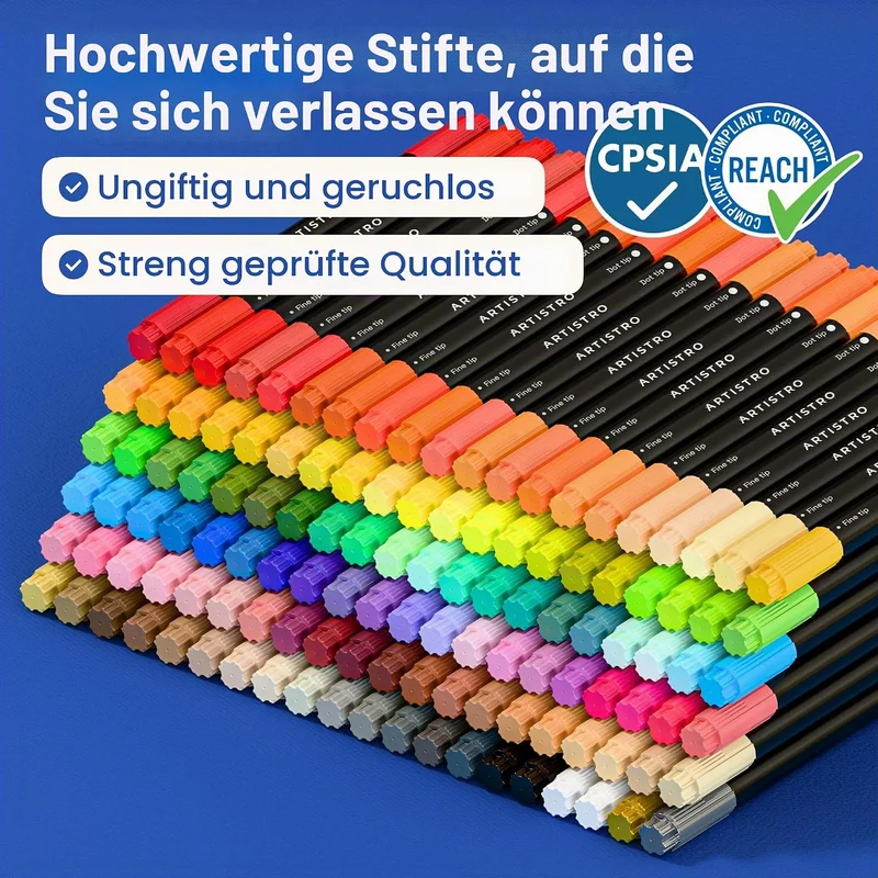 Artistro Acrylstifte Zeichenset für Stein, Holz, Stoff, Glas & Keramik – Wasserfest mit Doppelspitze
