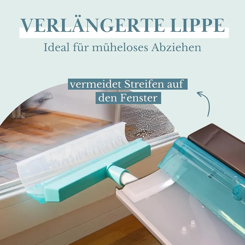 Fensterwischer – Fensterputzer für streifenfrei saubere Fenster – Fensterreiniger mit verlängerter L