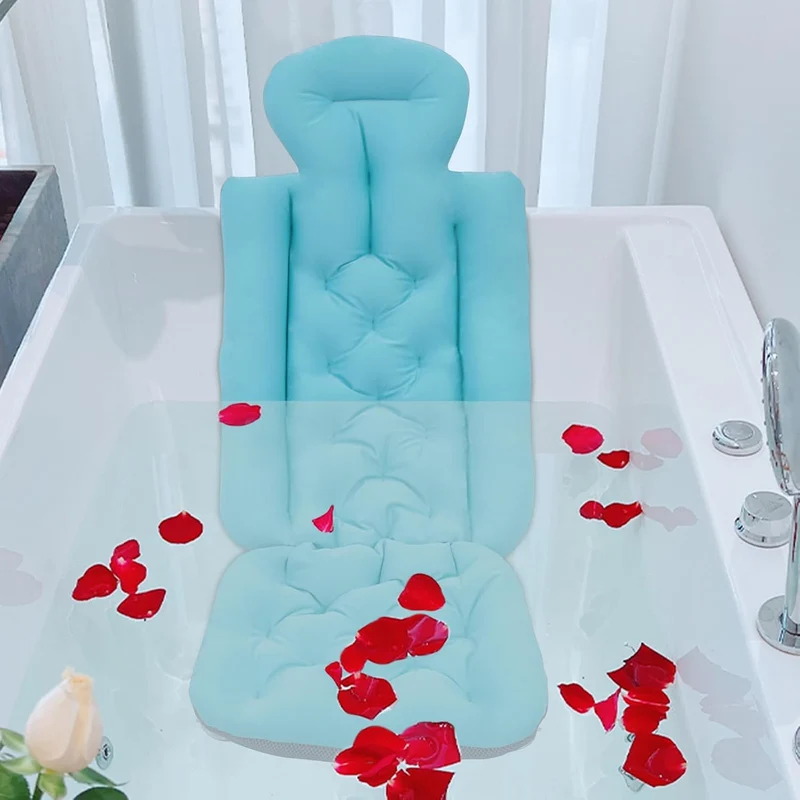 Badewannenmatte 113x40cm, Ganzkörper Badewannenkisse Matratze Badewanne mit SaugnäpfeBad Kissen Anti