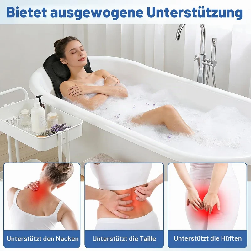 Ganzkörper Badewannenkissen für die Badewanne, Verdicktes Badewannenmatte mit Kopfstütze unterstützt