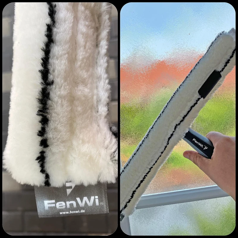 FenWi Profi Fensterwischer 40cm Mikrofaser Einwascher mit Griff
