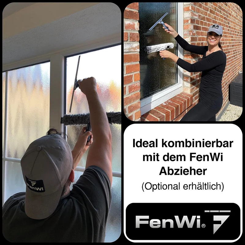 FenWi Profi Fensterwischer 40cm Mikrofaser Einwascher mit Griff