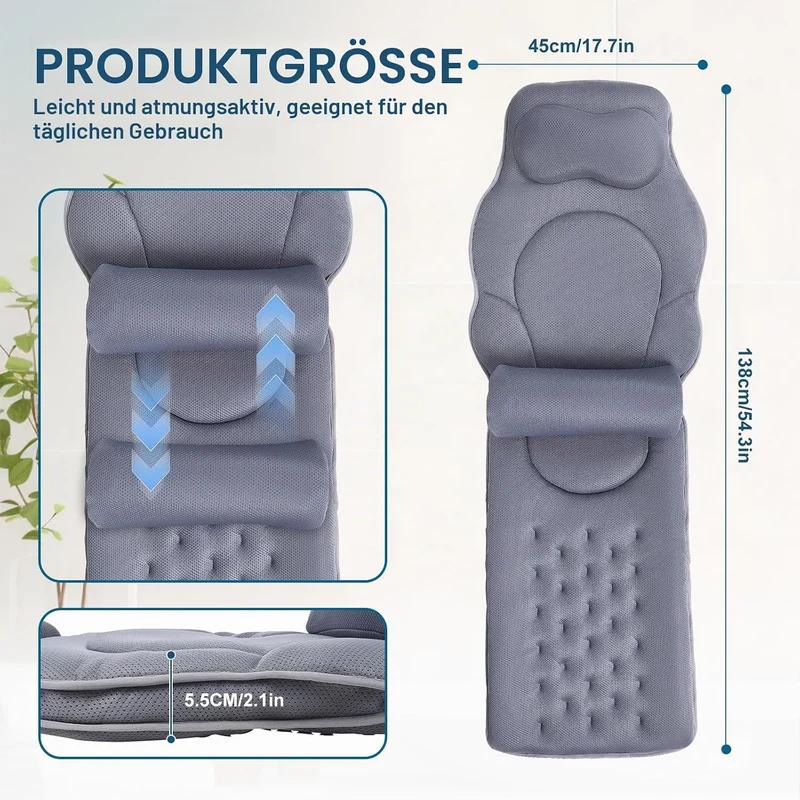 Badewannenkissen Ganzkörper Badekissen-Bequemes, stromlinienförmiges Design –extra Dicke – Stützt Ko