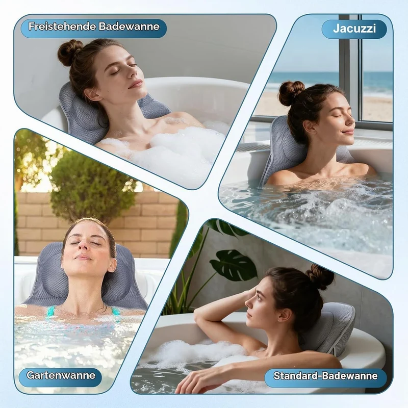 Badewannenkissen Ganzkörper Badekissen-Bequemes, stromlinienförmiges Design –extra Dicke – Stützt Ko