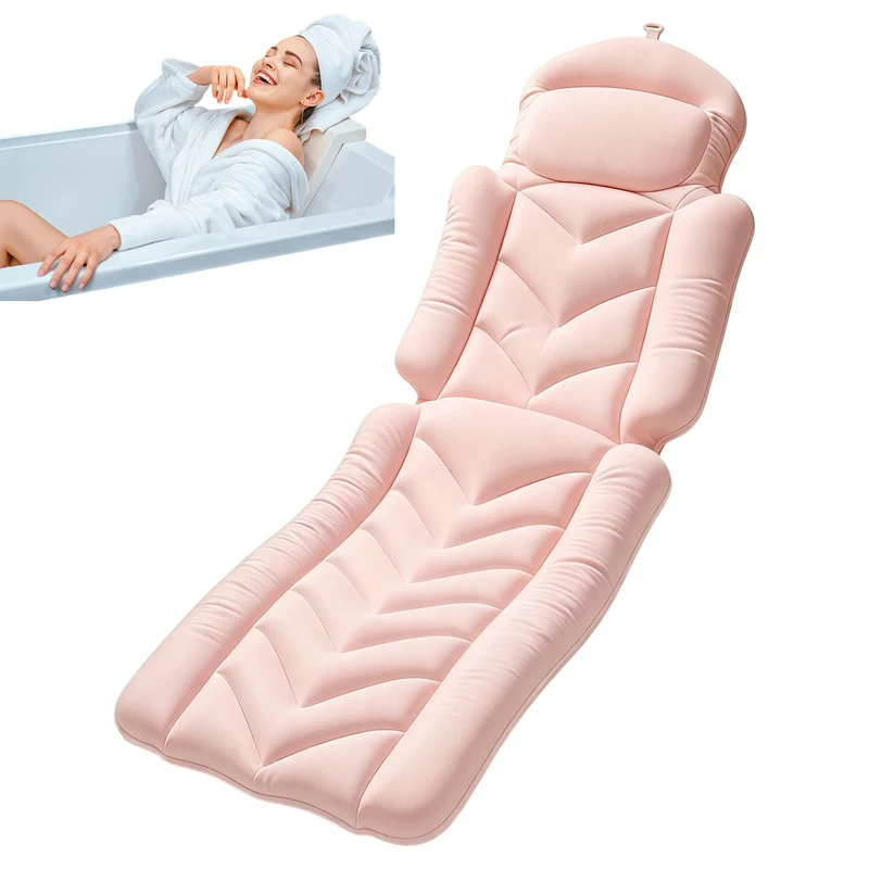 Ganzkörper Badekissen Lang rutschfest Elastisch Stützend, 134x41cm Rosa, Rosa