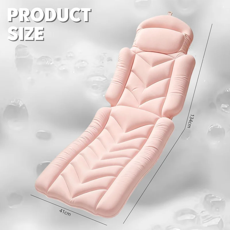 Ganzkörper Badekissen Lang rutschfest Elastisch Stützend, 134x41cm Rosa, Rosa