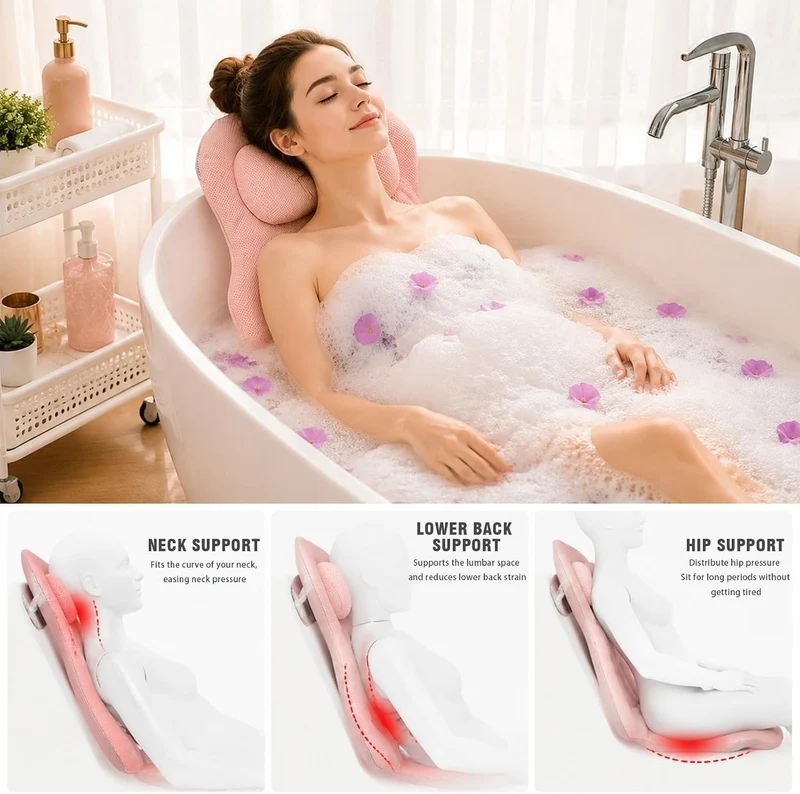 Badewannenkissen, Badewannenkissen Nacken für die Badewanne Rosa, Rosa