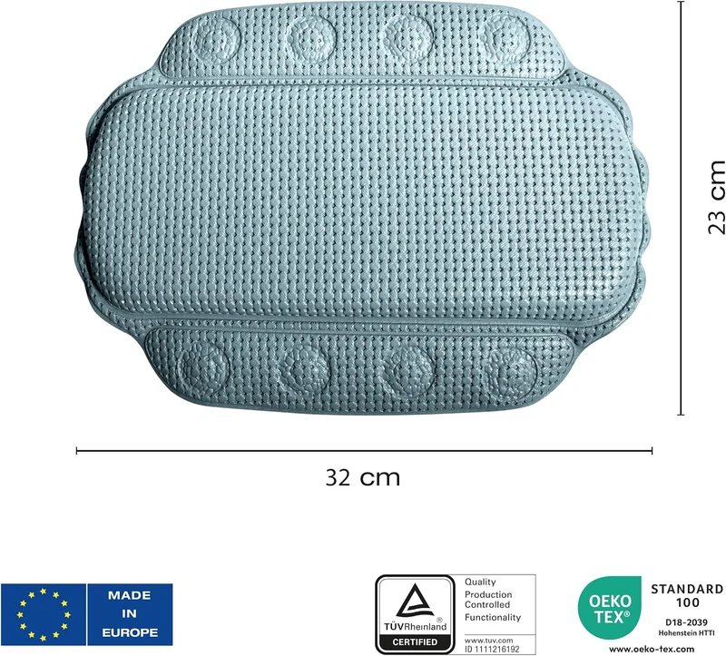 Spirella - Badewannenkissen Alaska Mit 8 Saugnäpfen Antibakteriell - Rutschhemmend Waschbar - Beige