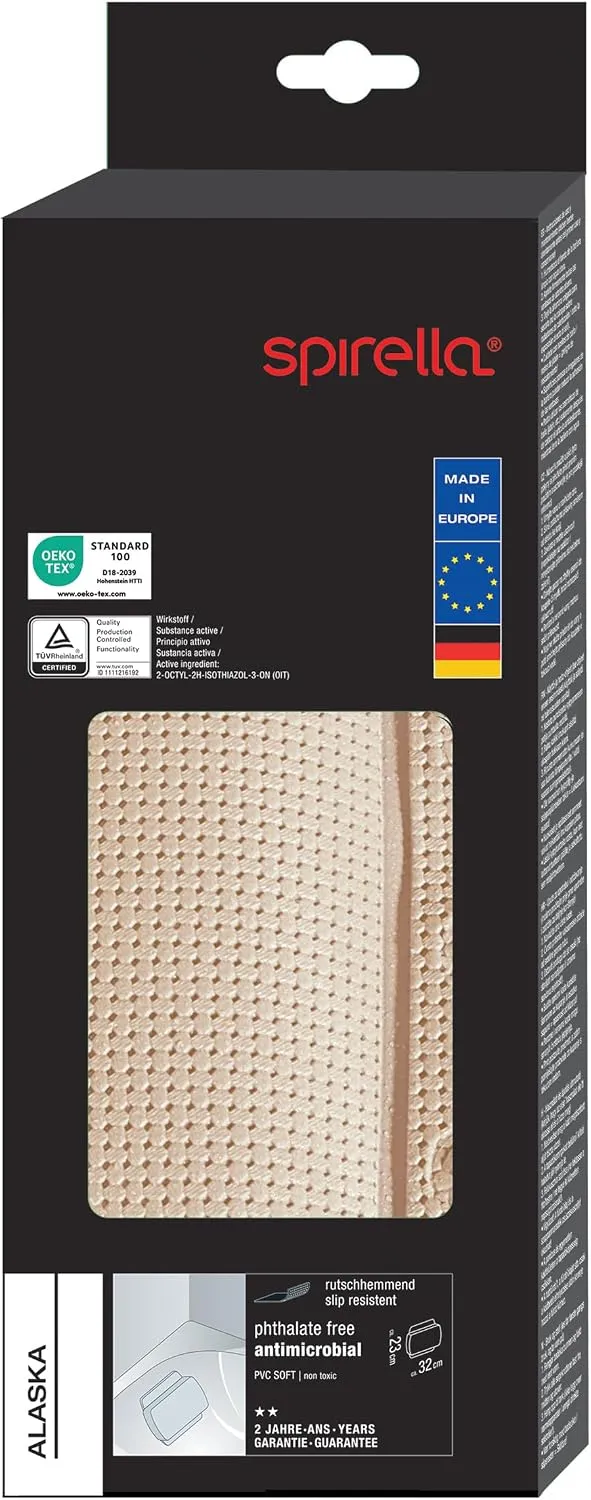 Spirella - Badewannenkissen Alaska Mit 8 Saugnäpfen Antibakteriell - Rutschhemmend Waschbar - Beige