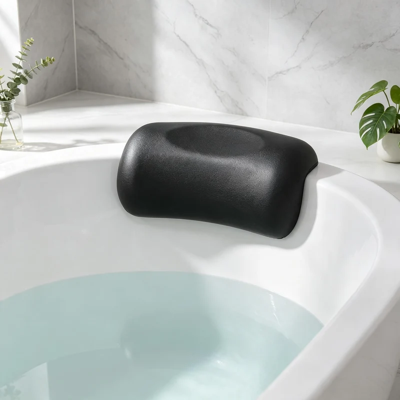 Lonkenn Badewannenkissen, Ergonomisches Badekissen, PU-Wannenkissen mit Saugnäpfen, wasserdichte Bad