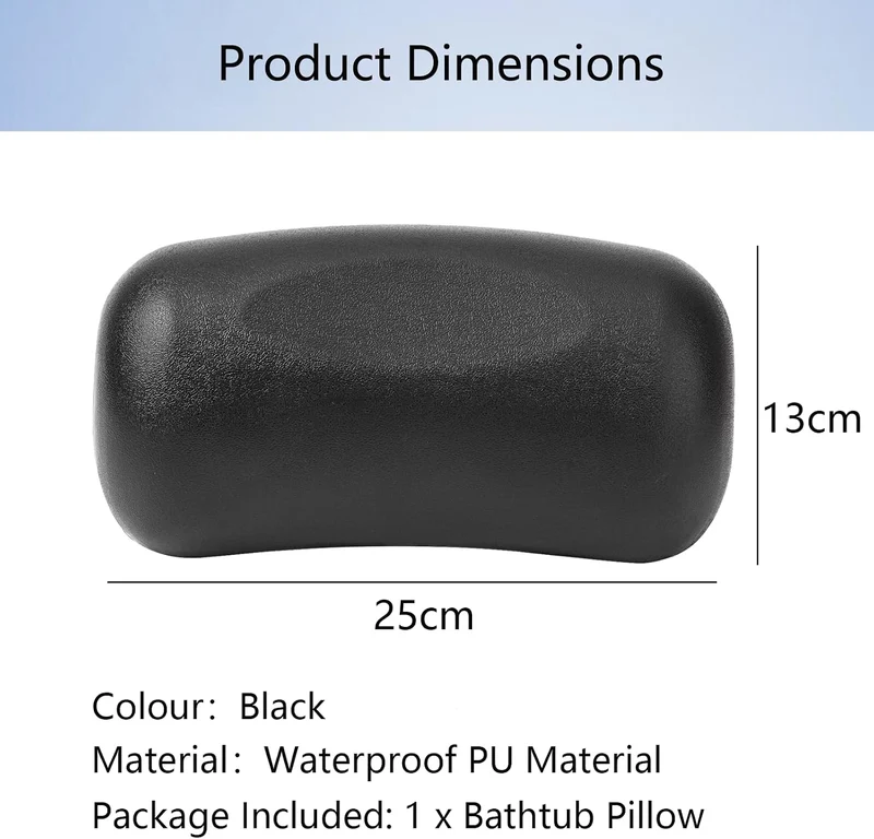Lonkenn Badewannenkissen, Ergonomisches Badekissen, PU-Wannenkissen mit Saugnäpfen, wasserdichte Bad