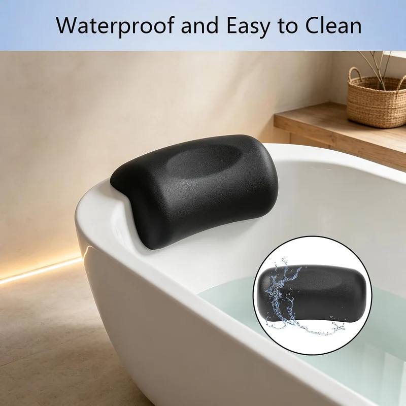 Lonkenn Badewannenkissen, Ergonomisches Badekissen, PU-Wannenkissen mit Saugnäpfen, wasserdichte Bad