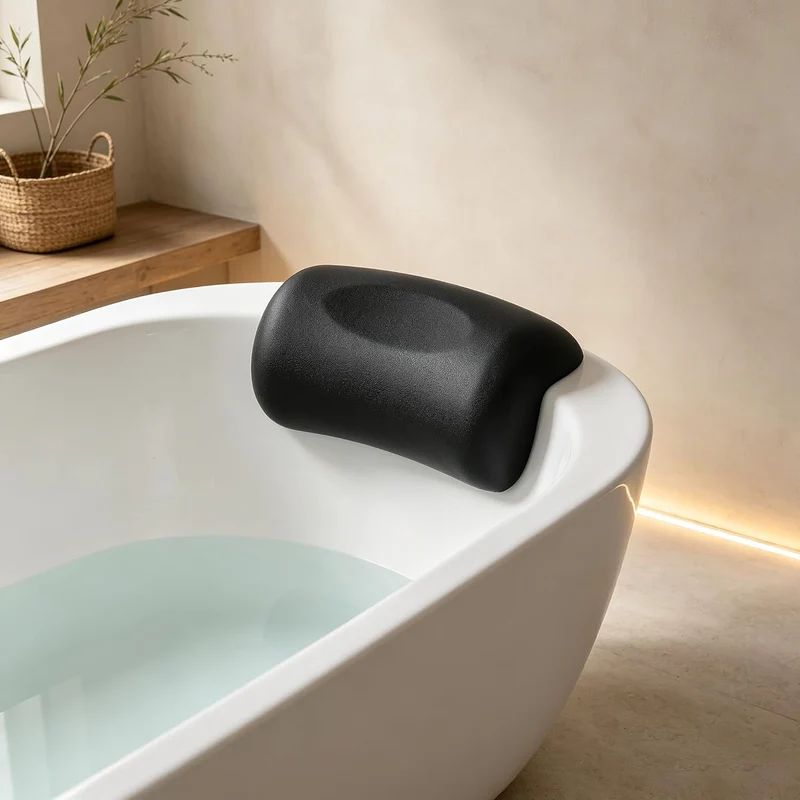 Lonkenn Badewannenkissen, Ergonomisches Badekissen, PU-Wannenkissen mit Saugnäpfen, wasserdichte Bad