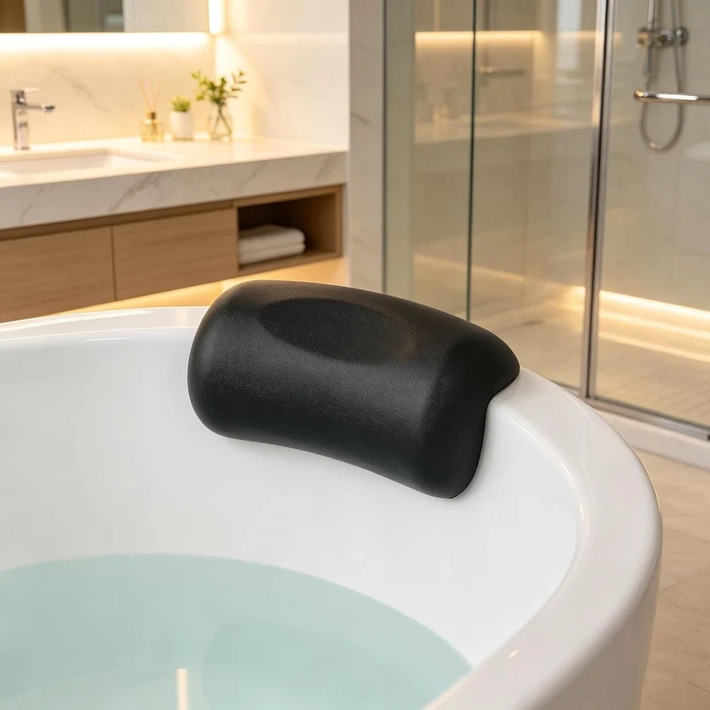 Lonkenn Badewannenkissen, Ergonomisches Badekissen, PU-Wannenkissen mit Saugnäpfen, wasserdichte Bad