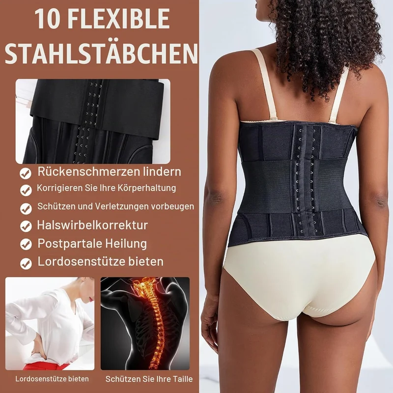 Korsett Damen Bauchweg Doppelte Verschlüsse, Waist Trainer Doppellagiges Verschlusssystem Bauchweggü