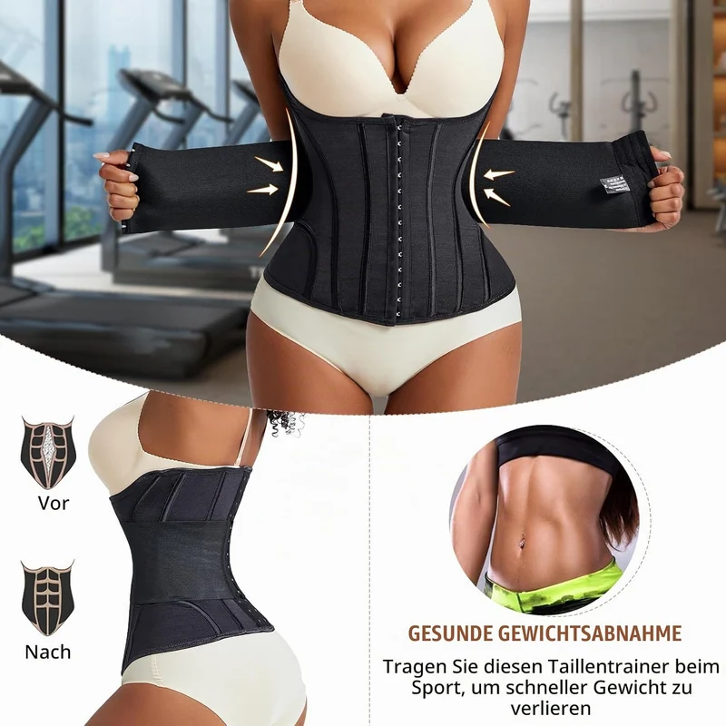 Korsett Damen Bauchweg Doppelte Verschlüsse, Waist Trainer Doppellagiges Verschlusssystem Bauchweggü