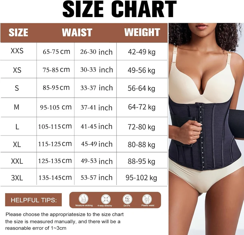 Korsett Damen Bauchweg Doppelte Verschlüsse, Waist Trainer Doppellagiges Verschlusssystem Bauchweggü