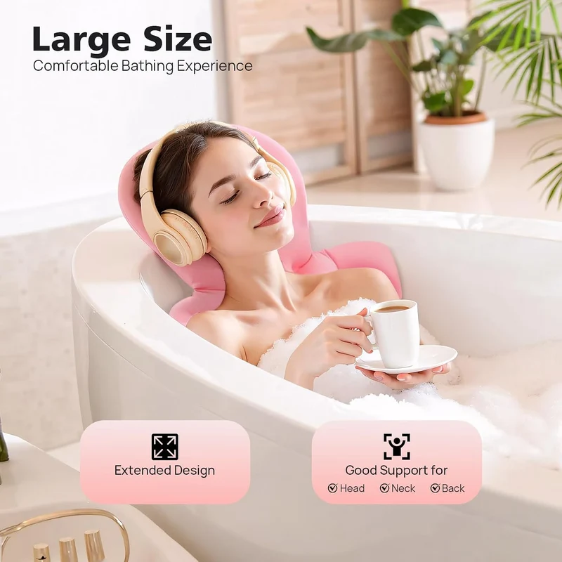 Badewannenmatte Ganzkörper Badewannenkissen, 78cmx35cmx40cm Ganzkörper-Badekissen mit 10 Saugnäpfen,