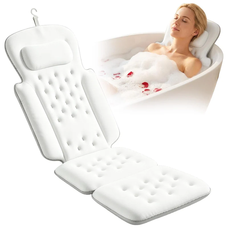 Badewannenkissen Ganzkörper Badekissen mit Kopfstütze 128×40 cm