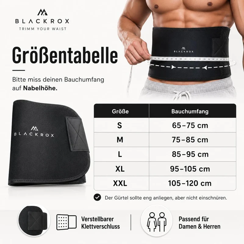 BLACKROX Trimm Your Waist Fitnessgürtel Vergleichssieger Damen & Herren,Schwitzgürtel zur Fettverbre