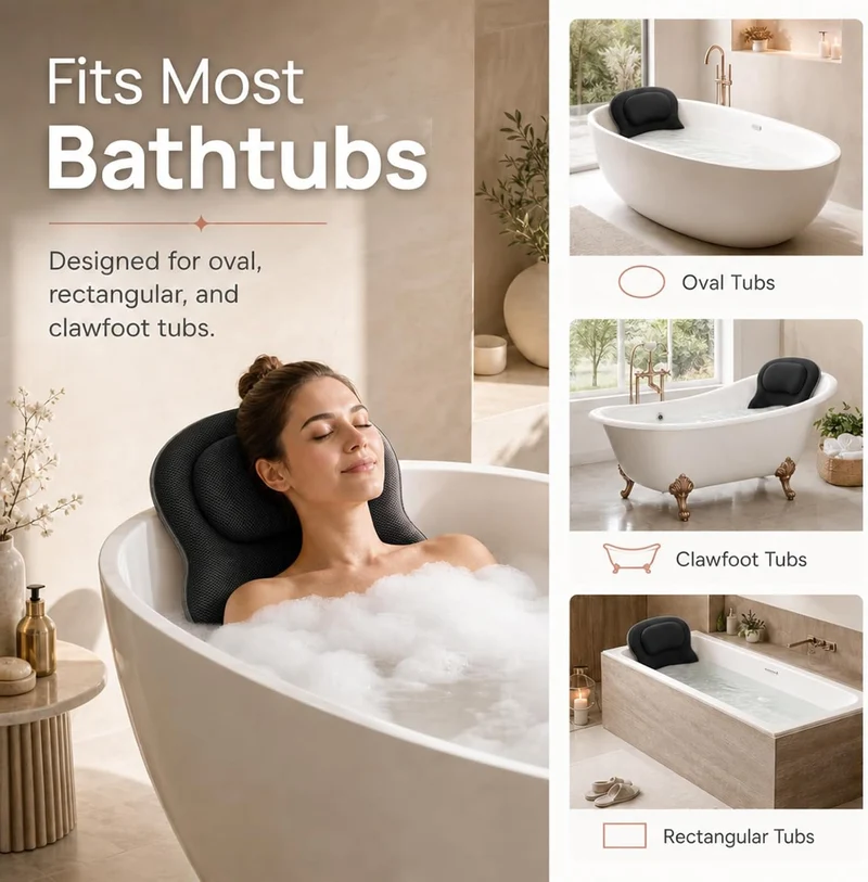 Badewannenkissen Ganzkörper Badekissen für Badewanne, Verdicktes Badewannenmatte mit Kopfstütze, unt