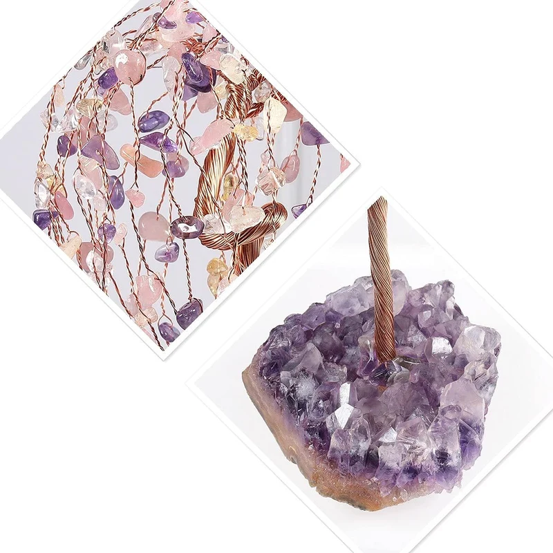 mookaitedecor Natürlicher Amethyst & Citrin & Rosenquarz & Bergkristall-Baum mit Amethyst-Cluster-Kr