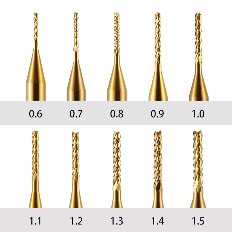 10 Stücke Hartmetall Schaftfräser, 1/8 Schaft Titan Coat CNC Fräser Stückchen Fräser Schnitzsatz, St