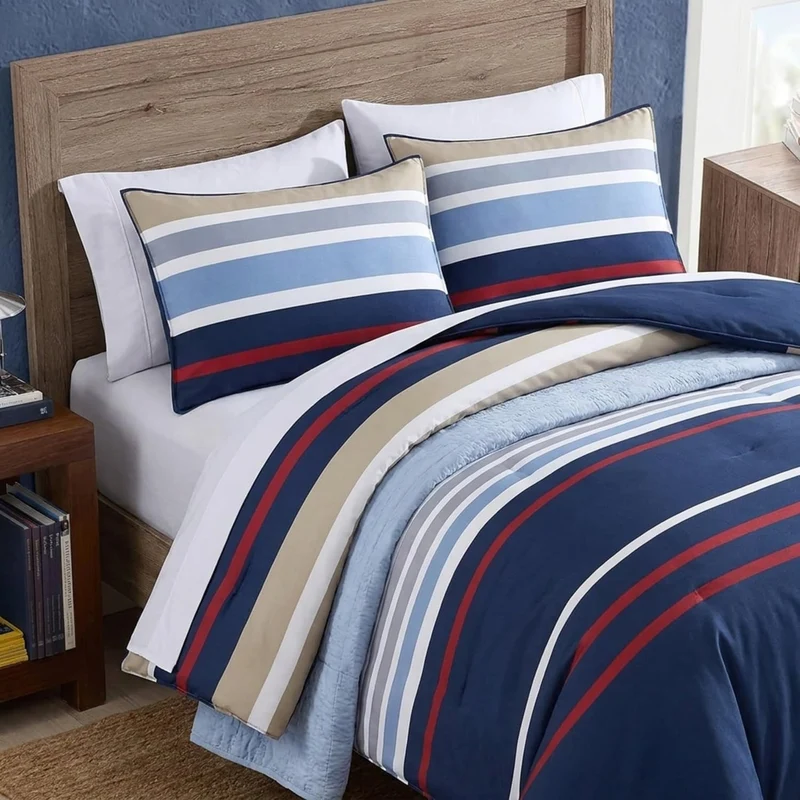 Nautica Bettwäsche-Set für King-Size-Betten, Baumwolle, wendbar, mit Knopfverschluss, stilvolle Heim