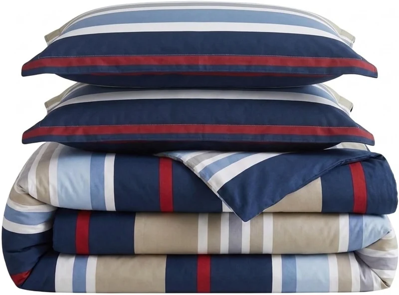 Nautica Bettwäsche-Set für King-Size-Betten, Baumwolle, wendbar, mit Knopfverschluss, stilvolle Heim