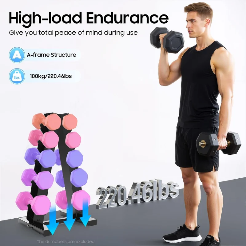 A-Rahmen Hantelständer Nur Ständer, Gewicht Halter Rack für Home Gym, 5-Tier Stahl Hantelständer Kur